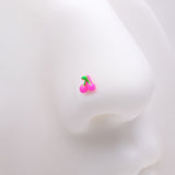 Detail View 1 of Golden Kawaii Pop Juicy Pink Cherry L-Shaped Nose Ring