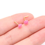 Detail View 3 of Golden Pink Blossom Rose L-Shaped Nose Ring