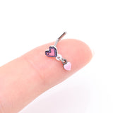 Detail View 2 of 8-Bit Pixel Heart Dangle Gamer L-Shaped Nose Ring-Pink