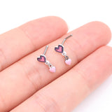 Detail View 3 of 8-Bit Pixel Heart Dangle Gamer L-Shaped Nose Ring-Pink