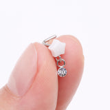 Detail View 2 of Kawaii Pop Fluffy Star Dangle Sparkle L-Shaped Nose Ring-White/Clear Gem