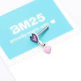 Detail View 4 of 8-Bit Pixel Heart Dangle Gamer Nose Stud Ring-Pink
