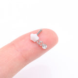 Detail View 2 of Kawaii Pop Fluffy Star Dangle Sparkle Nose Stud Ring-White/Clear Gem