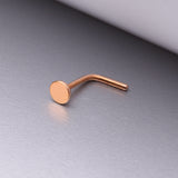 Detail View 1 of Rose Gold Circle Plate Top Basic Steel L-Shaped Nose Ring