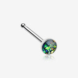 Fire Opal Steel Nose Stud Ring-Black