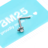Detail View 3 of Bali Beads Sparkle Steel L-Shaped Nose Ring-Clear Gem