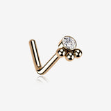 Rose Gold Bali Beads Sparkle Steel L-Shaped Nose Ring