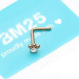Detail View 3 of Golden Bali Beads Sparkle Steel L-Shaped Nose Ring-Clear Gem