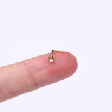 Detail View 2 of Golden Bali Beads Sparkle Steel L-Shaped Nose Ring-Clear Gem