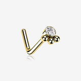 Golden Bali Beads Sparkle Steel L-Shaped Nose Ring-Clear Gem