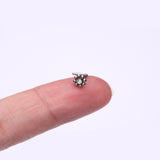 Detail View 2 of Bali Beads Flower Sparkle Steel L-Shaped Nose Ring-Clear Gem