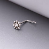 Detail View 1 of Bali Beads Flower Sparkle Steel L-Shaped Nose Ring-Clear Gem