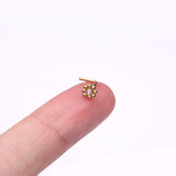 Detail View 2 of Golden Bali Beads Flower Sparkle Steel L-Shaped Nose Ring-Clear Gem