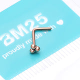 Detail View 3 of Rose Gold Bali Beads Trinity Steel L-Shaped Nose Ring