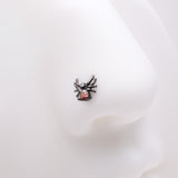 Detail View 1 of Blackline Spider Sparkle L-Shaped Nose Ring-Red