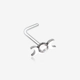 Crescent Moon Goddess Gem Sparkle L-Shaped Nose Ring