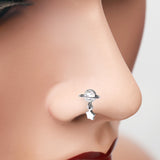 Detail View 1 of Sparkle Planet Star Dangle Nose Stud Ring-Clear Gem