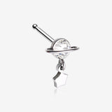Sparkle Planet Star Dangle Nose Stud Ring-Clear Gem