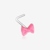 Adorable Pink Bow-Tie Ribbon L-Shaped Nose Ring