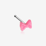 Adorable Pink Bow-Tie Ribbon Nose Stud Ring