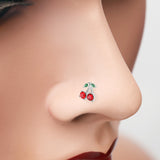 Detail View 1 of Cherry Bliss Sparkle Nose Stud Ring-Red