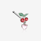 Juicy Cherry Sparkle Heart Dangle Nose Stud Ring