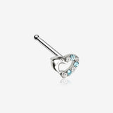 Dolphin Heart Sparkle Nose Stud Ring-Clear Gem/Aqua
