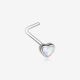 Iridescent Heart Icon L-Shaped Nose Ring