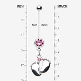 Adorable Little Feet Sparkle Bio-Flex Pregnancy Belly Button Ring-Pink
