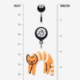 Detail View 1 of Lounging Kitty Belly Button Ring-Black