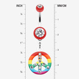 Detail View 1 of Rainbow Peace Dazzle Belly Button Ring-Red