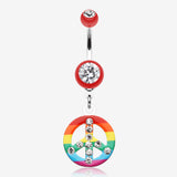 Rainbow Peace Dazzle Belly Button Ring