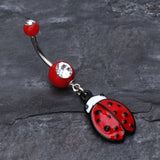 Detail View 2 of Precious Ladybug Belly Button Ring-Red