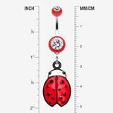 Detail View 1 of Precious Ladybug Belly Button Ring-Red