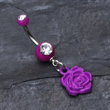 Detail View 2 of Immortal Rose Belly Button Ring-Purple