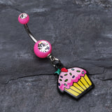 Detail View 2 of Cupcake sweets Belly Button Ring-Pink