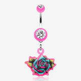 Retro Tattooed Rose Belly Button Ring