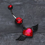Detail View 2 of Dark Love Angel Belly Button Ring-Red