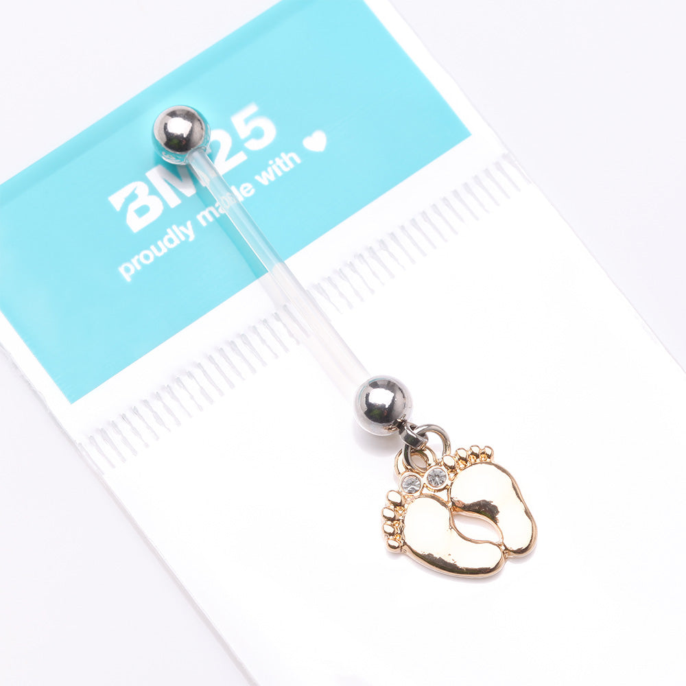 25mm PTFE Flexi Belly Ring – Pregnancy Navel Bar, 14g, Multi-Coloured Gem
