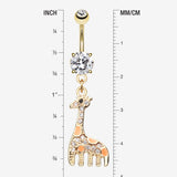 Detail View 1 of Adorable Giraffe Belly Button Ring-Clear Gem