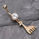 Detail View 2 of Adorable Giraffe Belly Button Ring-Clear Gem