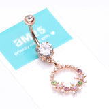 Detail View 4 of Rose Gold Sparkle Chic Flower Wreath Belly Button Ring