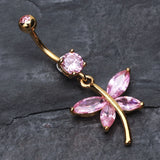 Detail View 2 of Friendly Butterfly Belly Button RIng-Pink