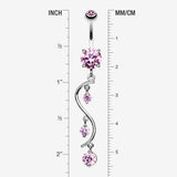 Detail View 1 of Vine Swirl Sparkle Belly Ring-Pink