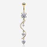 Golden Vine Swirl Sparkle Belly Button Ring
