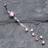 Detail View 2 of Lustre Drops Belly Button Ring-Pink