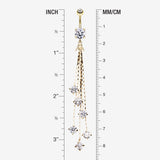 Detail View 1 of Golden Lustre Drop Sparkle Belly Button Ring-Clear Gem