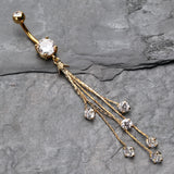 Detail View 2 of Golden Lustre Drop Sparkle Belly Button Ring-Clear Gem