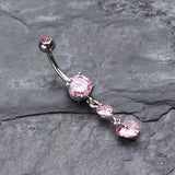 Detail View 2 of Elegant Double Hearts Belly Button Ring-Pink