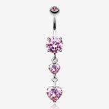 Elegant Double Hearts Belly Button Ring